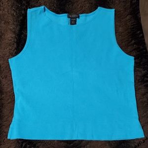 Vibrant turquoise, crew neck tank top.